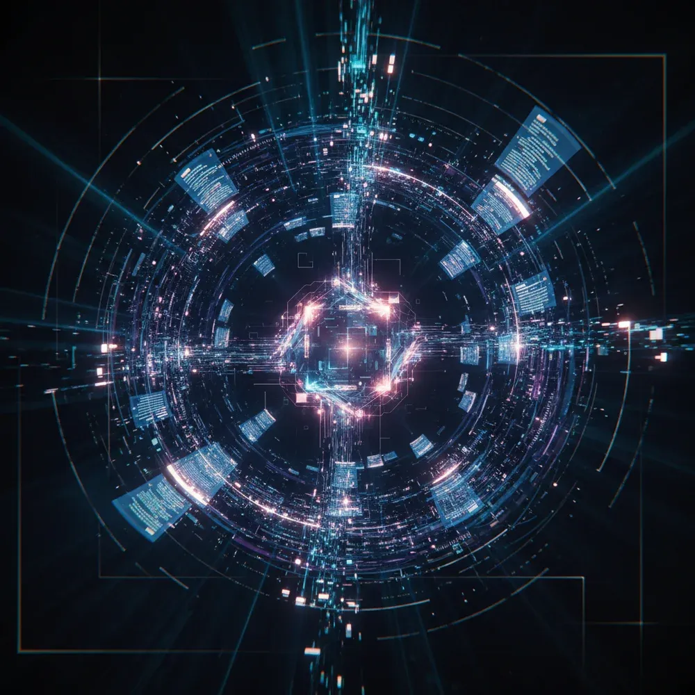 Absztrakt ábrázolása egy AI ügynöknek, amint komplex szabályozási dokumentumokat dolgoz fel