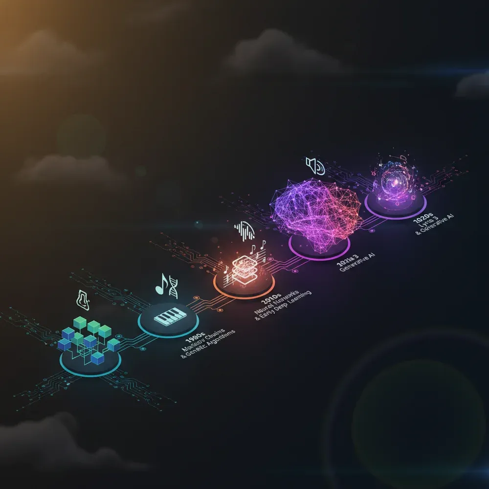 AI Music Evolution Timeline Infographic