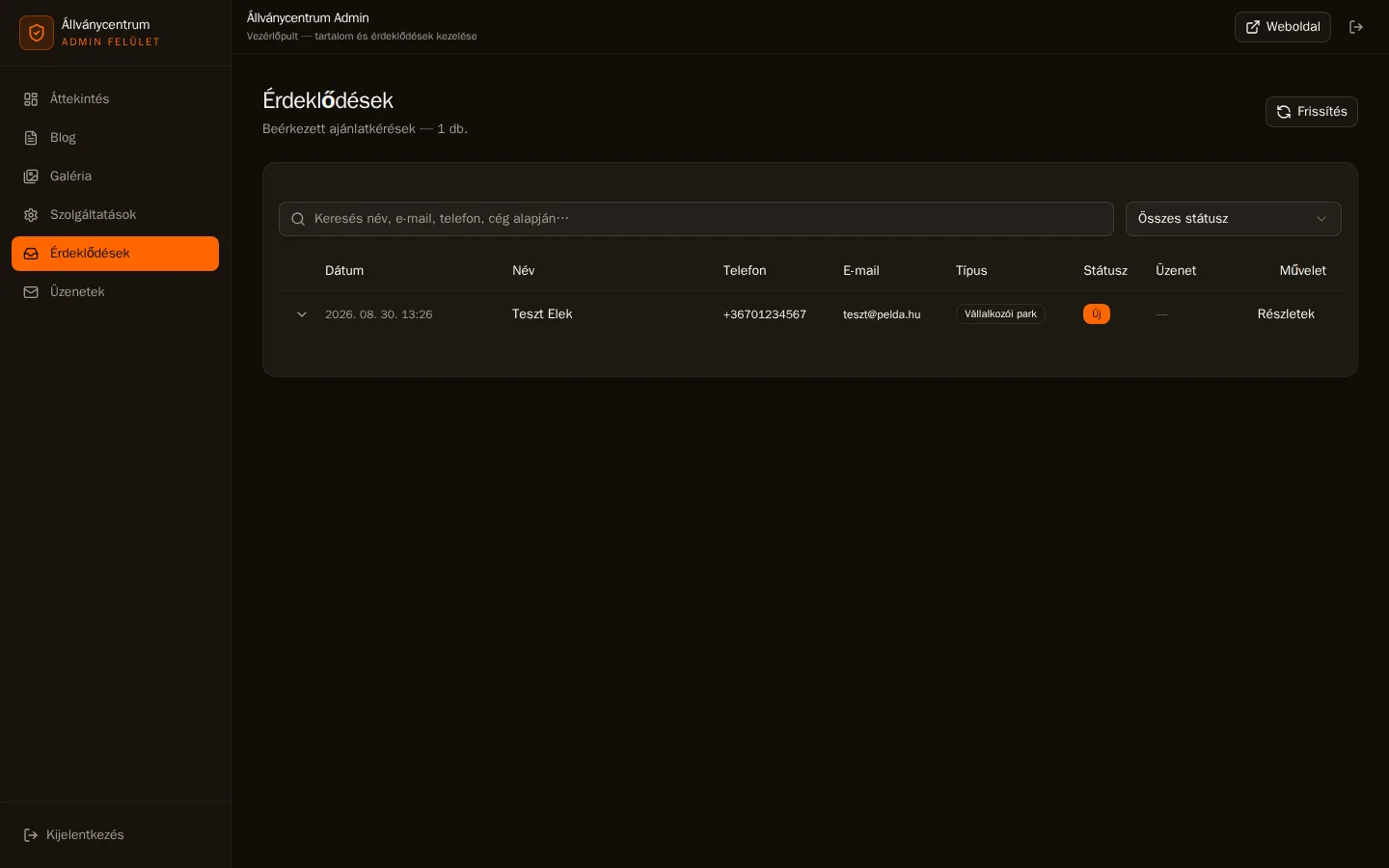 09-admin-inquiries.webp — AiSolve.me referencia implementáció