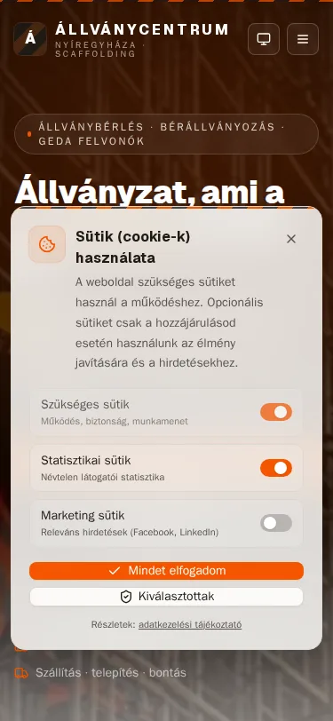 13-public-fooldal-mobile.webp — AiSolve.me referencia implementáció