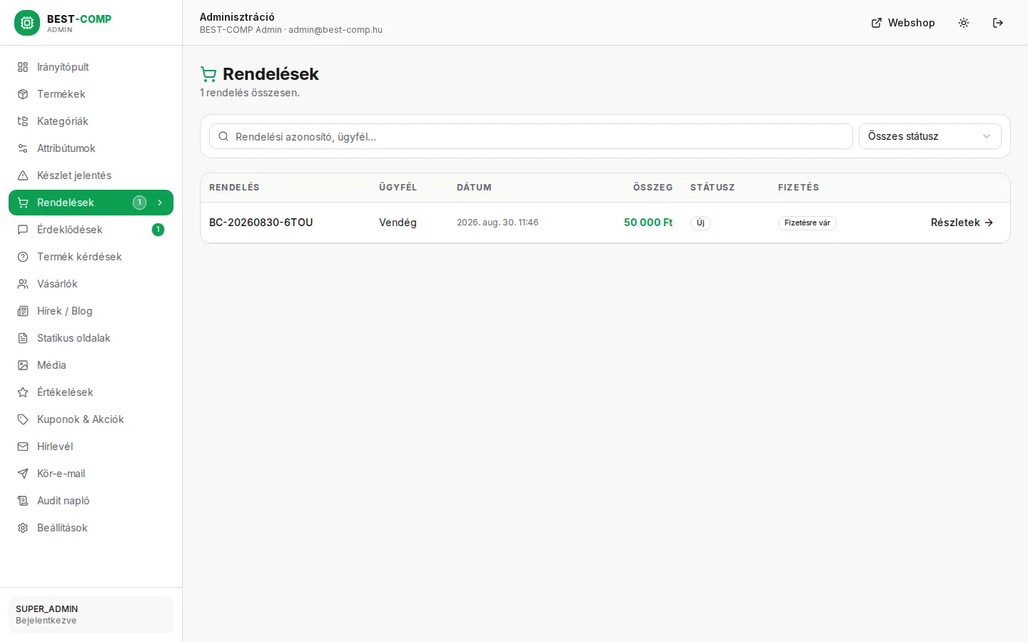 15-admin-rendelesek.webp — AiSolve.me referencia implementáció