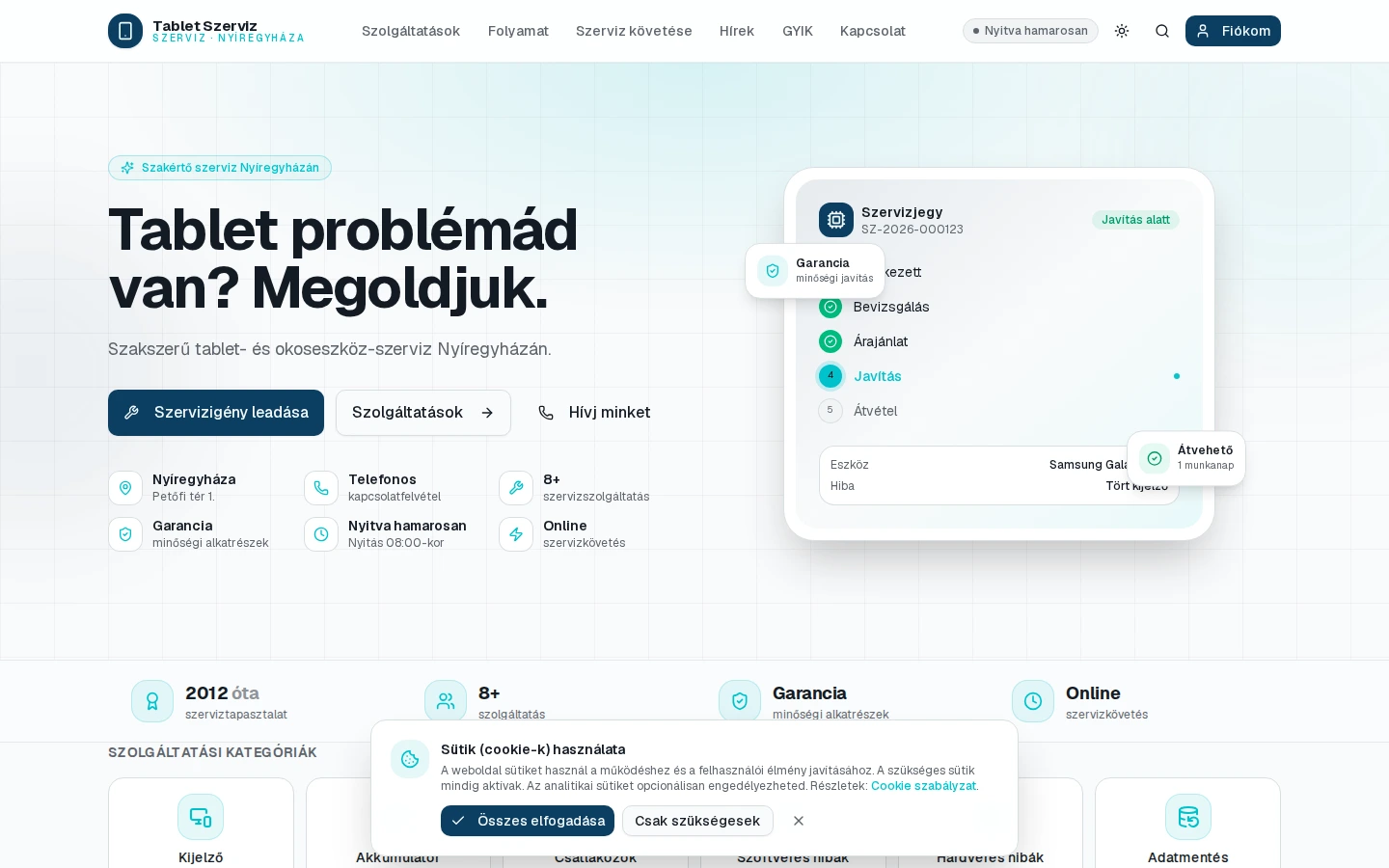 Új weboldal — tabletszerviz.aisolve.me